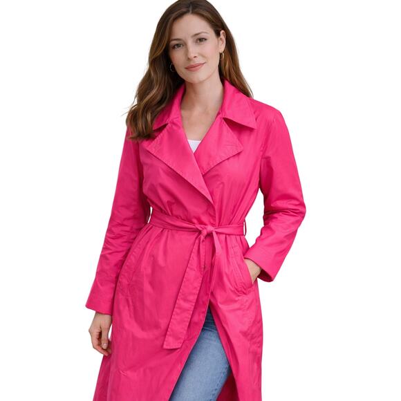 Kate Hill Jackets & Blazers - Kate Hill Vintage Pink Belted Raincoat Trench Coat Plus Size 20W Barbiecore Y2K